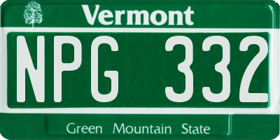 VT license plate NPG332