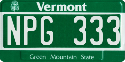 VT license plate NPG333