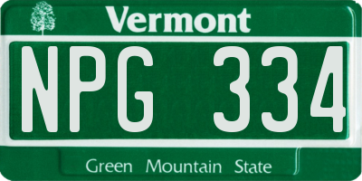 VT license plate NPG334