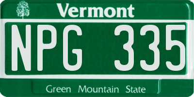 VT license plate NPG335