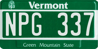 VT license plate NPG337