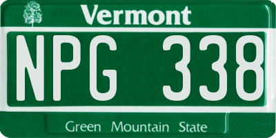VT license plate NPG338
