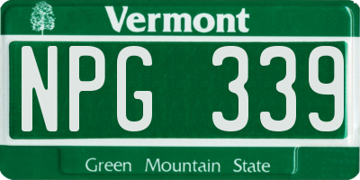 VT license plate NPG339