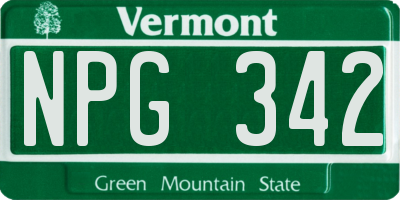 VT license plate NPG342