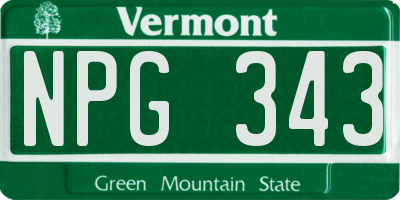 VT license plate NPG343