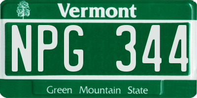 VT license plate NPG344