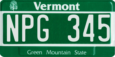 VT license plate NPG345