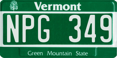 VT license plate NPG349