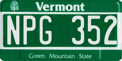 VT license plate NPG352