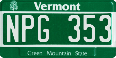 VT license plate NPG353
