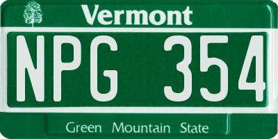VT license plate NPG354