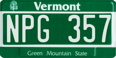VT license plate NPG357