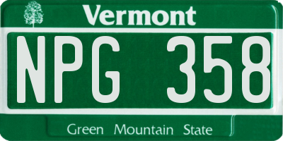 VT license plate NPG358