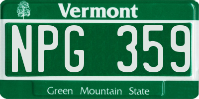 VT license plate NPG359