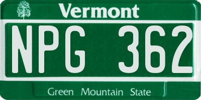 VT license plate NPG362