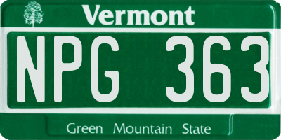 VT license plate NPG363
