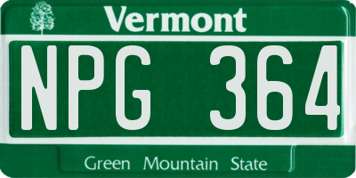 VT license plate NPG364