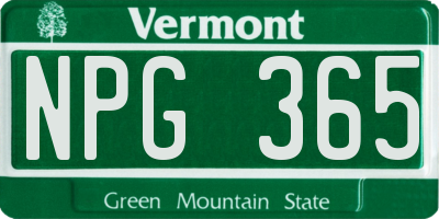 VT license plate NPG365