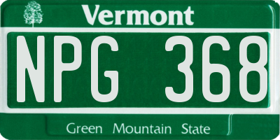 VT license plate NPG368