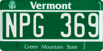 VT license plate NPG369