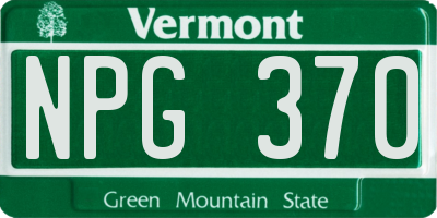 VT license plate NPG370
