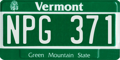 VT license plate NPG371