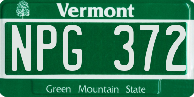 VT license plate NPG372