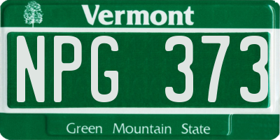 VT license plate NPG373