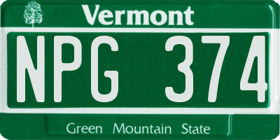 VT license plate NPG374