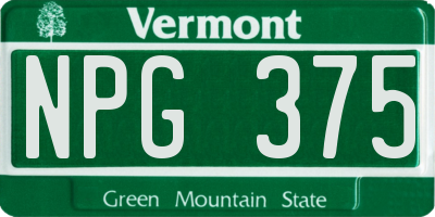 VT license plate NPG375
