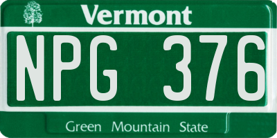 VT license plate NPG376