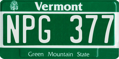 VT license plate NPG377