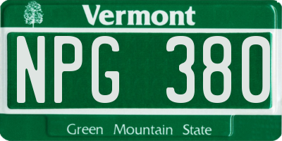VT license plate NPG380