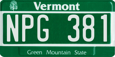 VT license plate NPG381
