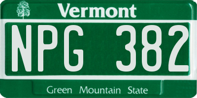 VT license plate NPG382