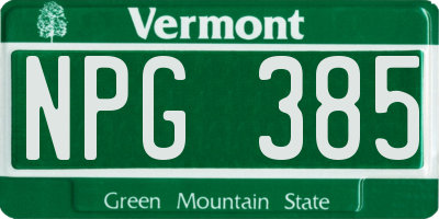 VT license plate NPG385