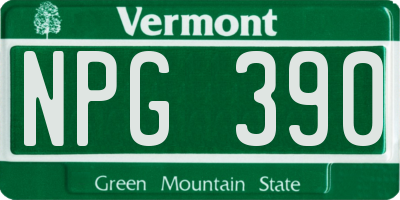VT license plate NPG390