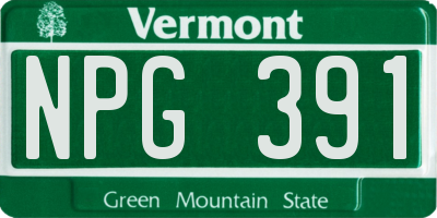 VT license plate NPG391