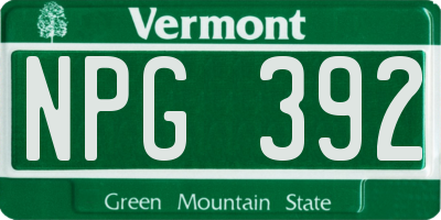 VT license plate NPG392