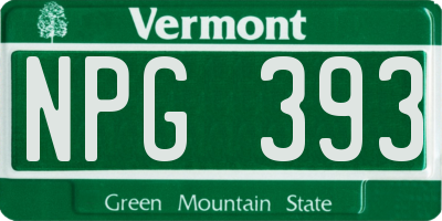 VT license plate NPG393