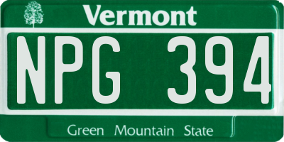 VT license plate NPG394