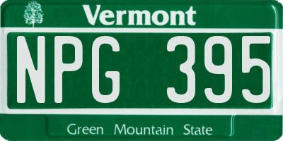 VT license plate NPG395