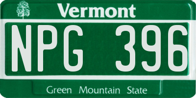 VT license plate NPG396
