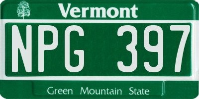 VT license plate NPG397
