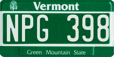 VT license plate NPG398