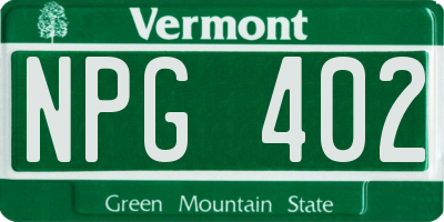 VT license plate NPG402