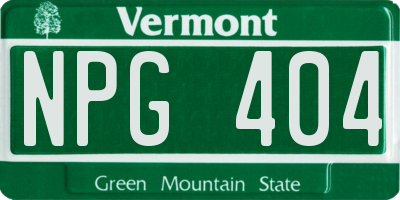 VT license plate NPG404