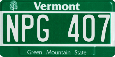 VT license plate NPG407