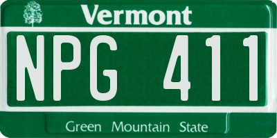 VT license plate NPG411