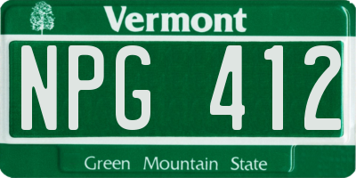 VT license plate NPG412